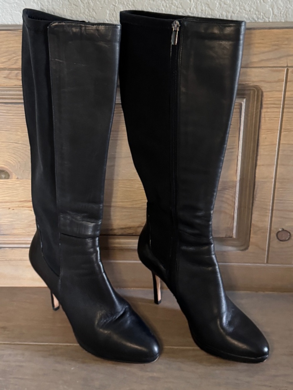 White House Black Market Tall Leather Boots Stretch Calf Sz 8.5